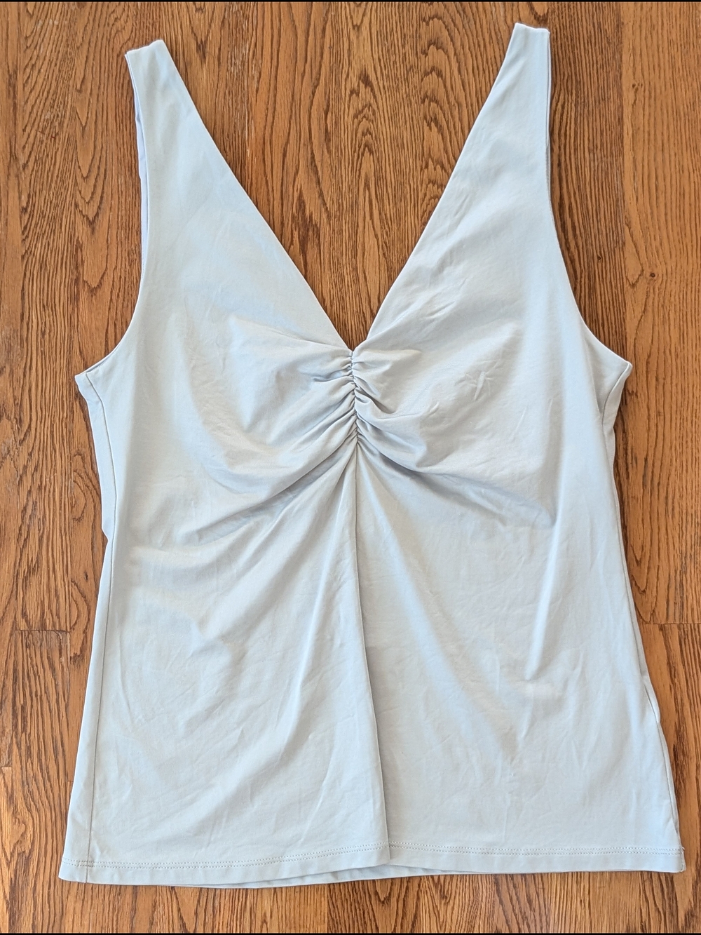 H&M Gray Runched V Neck Tank Top
